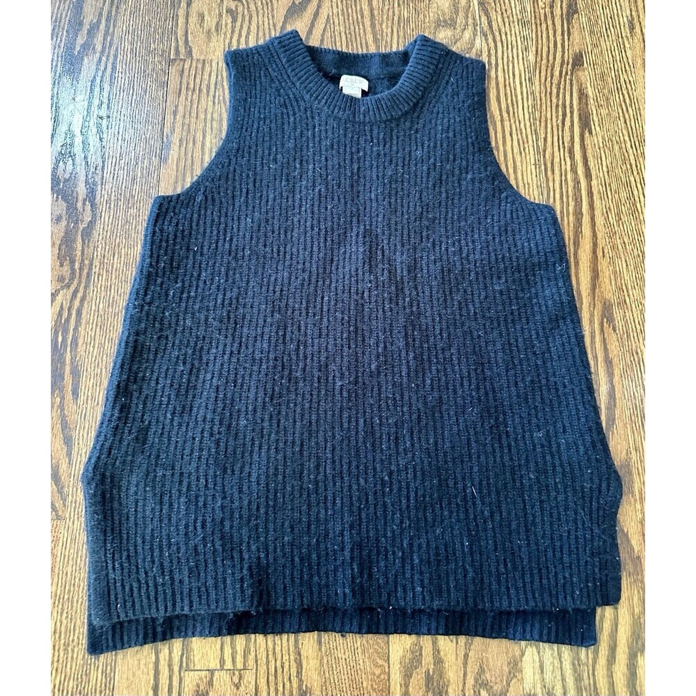 J Crew Womens Merino Wool Cotton Blend Knit Sweater Vest Size Small Black Tank